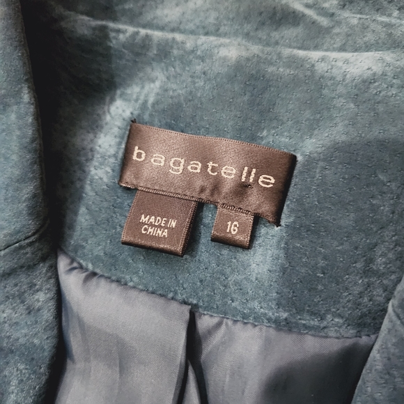 BAGATELLE TEAL SUEDE LEATHER JACKET GREAT CONDITION SIZE 16 - Picture 2 of 9